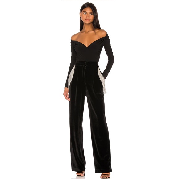 REVOLVE LPA Carlotta Velour Pants in Black - Picture 1 of 10